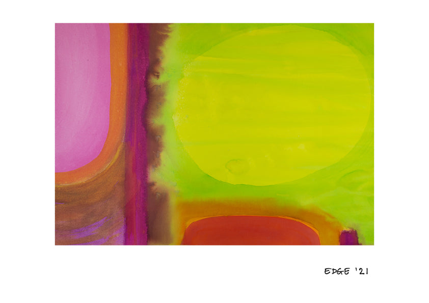 Green space with melting magenta. Abstract