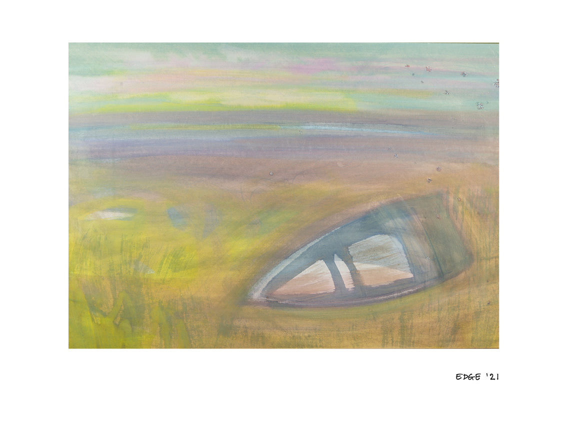 Sky blue pink, boat and dunes