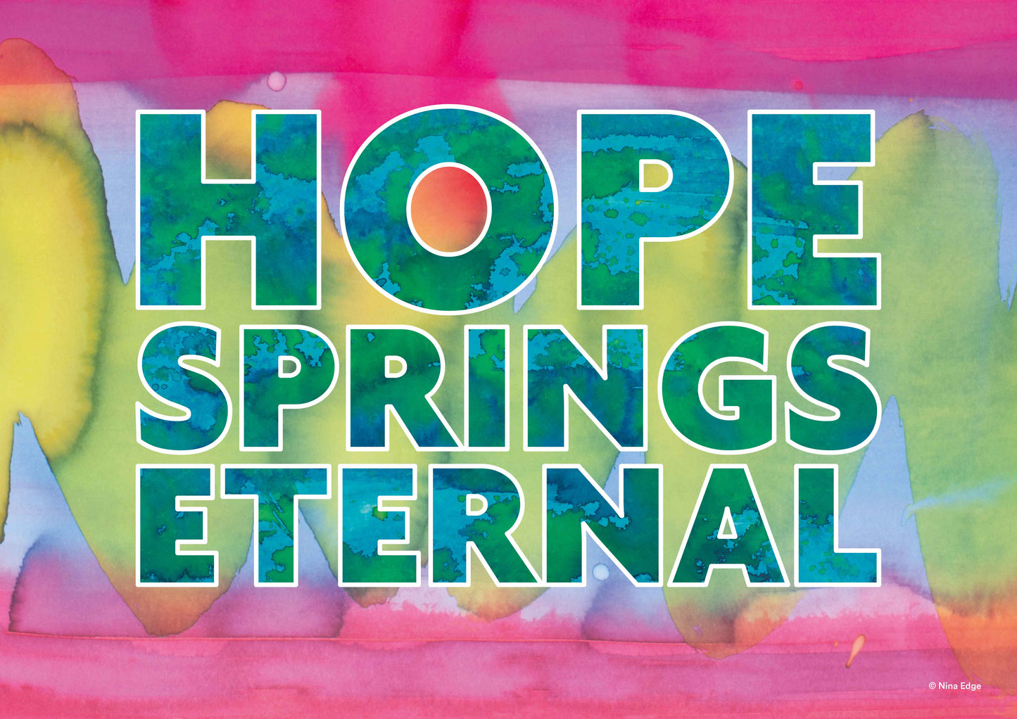 Turquoise spatter on pink edged blue & green