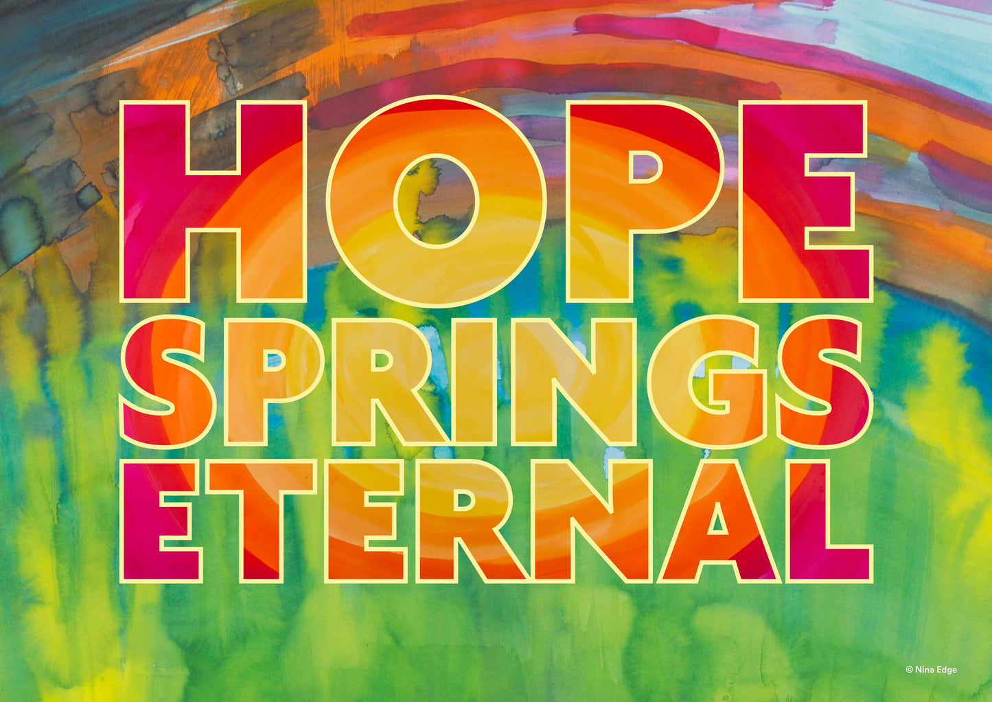 Fire oval on green & coral