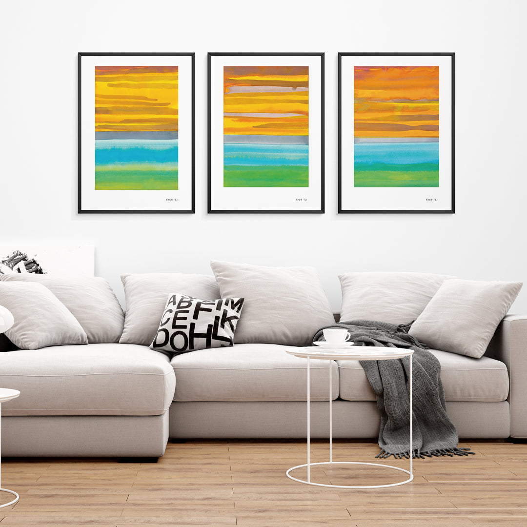 Tiger Sky on Tywyn Estuary (set of three)