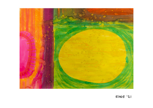Yellow, green and magenta planets abstract